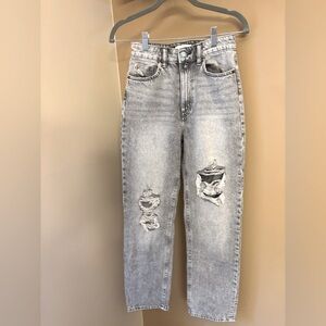 Gray acid wash H&M straight fit mid rise jeans 
25